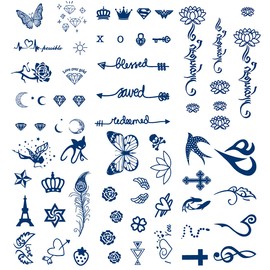 Semi-permanent Tattoos, 6-Sheet 2 Weeks Long Last Waterproof Small Cute Tattoos,Plant-Based Ink Tattoos Sticker for Adult Children