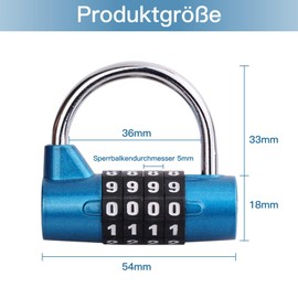 CLKE Combination Lock with 4 Digits, Weatherproof Combination Padlock with Combination Code, Can be Reset Combination Locks, for School, Sports and Sports Department, Tool Box, Fence