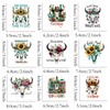 9pcs Flower Cow Skull Cowboy Cowgirl Iron on Transfers Heat