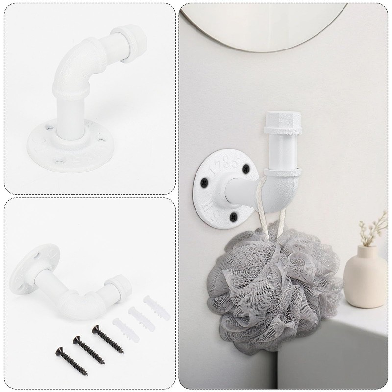 Jeasor 4-Pieces Industrial Pipe Bathroom Towel Ring Kit DIY Wall