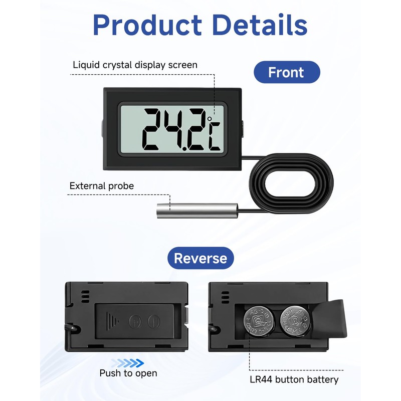 6 PCS Digital LCD Thermometer Temperature, Water Temperature Monitor with