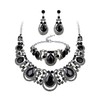 BriLove Women's Teardrop Crystal Statement Necklace Cluster Hollow Dangle Earrings
