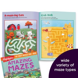 Highlights Puzzle Fun 2025 Puzzle Books for Kids Ages 6 and Up, 4-Book Set of Brain Teasers, Mazes, Word Puzzles and More Travel-Friendly Screen Free Brain-Boosting Activities