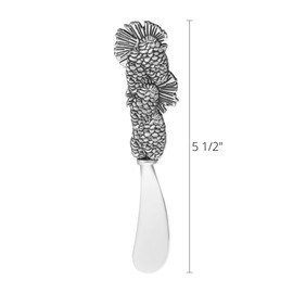 Wine Things Pinecone Cheese Spreader Set, Zinc Alloy Butter Spreaders with Decorative Handles for Cheese, Cream, and Dips, Silver, 5.5 Inch, Set of 2