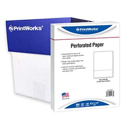 PrintWorks Professional 3" Perforated Paper, 2500 Sheets, 24 lb, White (04168C)