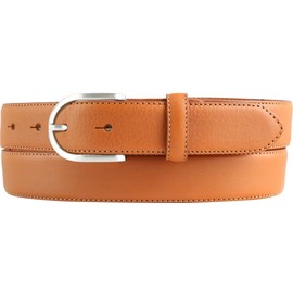 BELTINGER High Quality Women's Belt Made of Full Cowhide Leather with Round Belt Buckle 3.0 cm | Cambered Leather Belt Women's 30 mm | Women's Belt Made in Italy, Tabac Silver