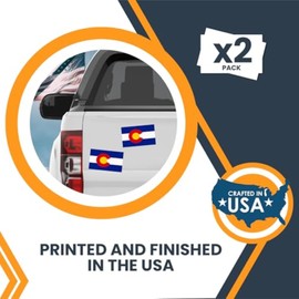 Colorado US State Flag Bumper Sticker Decal, 3x5" 2 Pack, Vinyl Adhesive Sticker for Car, Truck, SUV - Weatherproof State Pride Collectible - Full Color, Durable, Made in the USA
