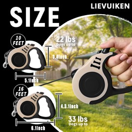 LIEVUIKEN Retractable Dog Leash Automatic Telescopic Tractor Dog Tape, Pet Tape 10/16 FT Durable and Convenient, with Non-Slip Handle, Suitable for Small and Medium-Sized Dogs