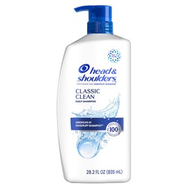 Head & Shoulders Anti-Dandruff Shampoo with 1% Pyrithione Zinc, Classic Clean, Fresh Scent, Daily Use, Moisturizing, Flake Control, Color-Safe, Safe for All Hair Types - Dry, Itchy Scalp, 28.2 Fl Oz