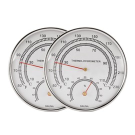 2pcs Sauna Thermometer Hygrometer Indoor Humidity Temperature Measurement Sauna Room 2-in-1 Fahrenheit Gauge for Barrel or Infrared Steam Saunas