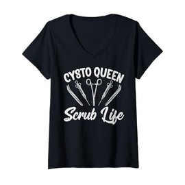 Womens Urology Surgical Tech Gifts - Cysto Queen Scrub Life V-Neck T-Shirt