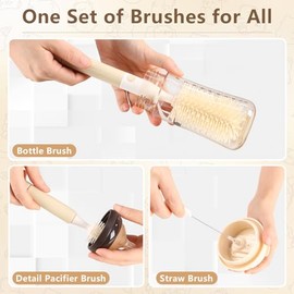 3-Pack Silicone Baby Bottle Brush, Bottle Cleaner, with Convenient Hang Up, Food Grade Silicone, Effortless Scrubbing Cleaning Brushes for Long Narrow