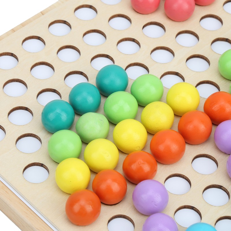 Children Wooden Clip Beads Puzzle Board Hands Brain Training Bead