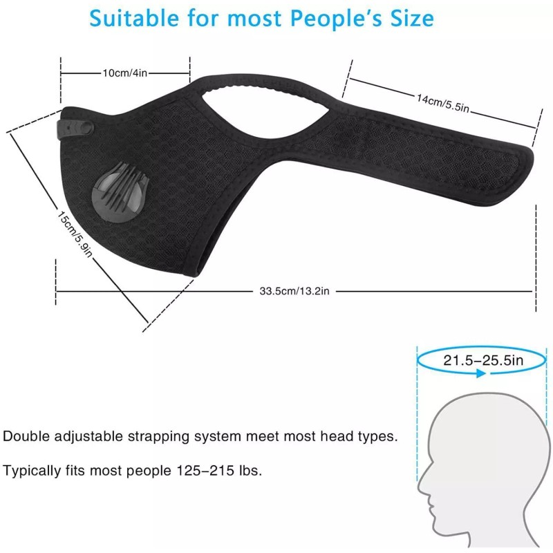 Unbranded USA Activated Carbon Air Purifying Face Mask Cycling Reusable