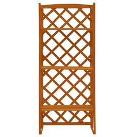 Plant Stand with Trellis | 3 Tier Wooden Outdoor Plant Shelf | Wood Garden Trellis Plant Rack Shelves | Flower Stand for Patio Balcony Backyard Yard | Orange Solid Firwood 23.6" x 11.8" x 55.1"