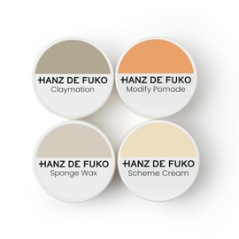 Hanz de Fuko Mini kit de lujo – Muestras de estilo súper con arcilla, modificación, cera de esponja, pasta de gravedad, ingredientes orgánicos certificados, paquete de 4, 0.25 onzas cada uno
