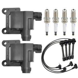 2PCS UF180 Ignition Coil Pack & 4PCS Spark Plugs with Wires Compatible with Toyota Camry 2.2L 2001-1997 Coil Pack Kit for Toyota RAV4 2.0L 2000-1998 Solara 2001-1999 Replace# C1132 9091902218