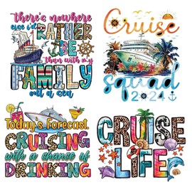 4 Sheets Heat Transfer Iron on Patches Summer Travel Heat Transfer Vinyl for T-Shirts Boys Girls Nautical Travel Hobby Stickers Supplies