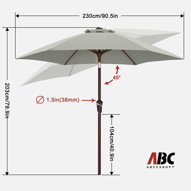 ABCCANOPY 7.5FT OutdoorPatio Umbrella, UV Protection Table Umbrella w/Crank for