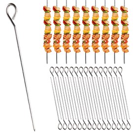 Stainless Steel Turkey Trussing Kit, 30 Piece Metal BBQ Skewers Set 15cm, Meat Needles, Cocktail Picks, Reusable Cooking Tools