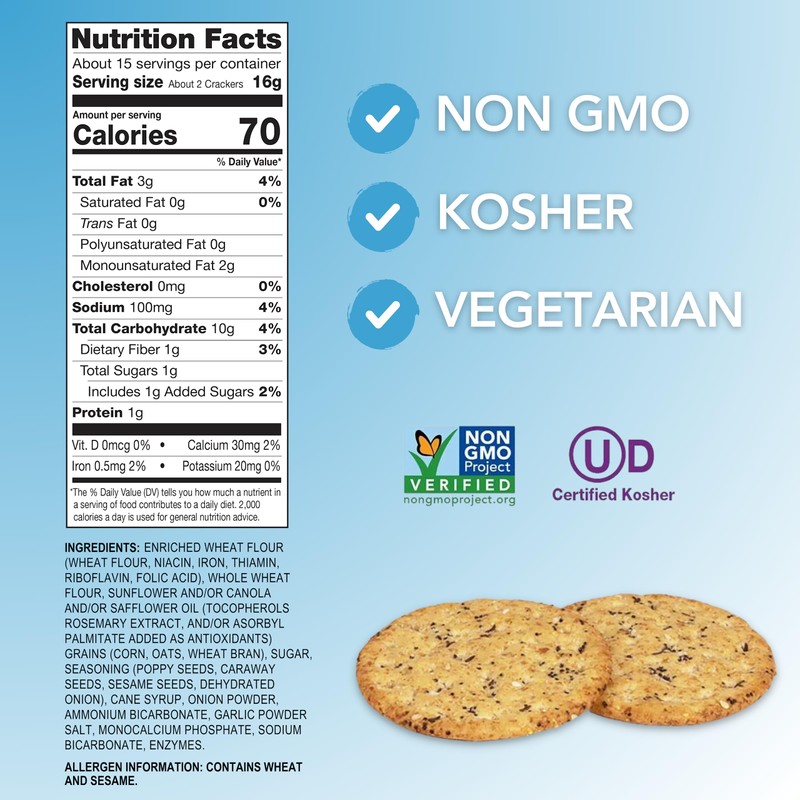 Milton's Craft Bakers Everything Gourmet Crackers - Non-GMO Project Verified