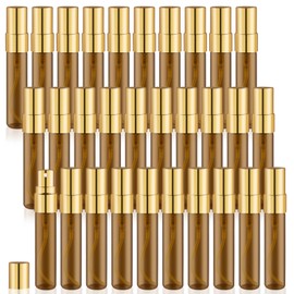 30 Pack Empty Mini Glass Spray Bottle Refillable Fine Mist Perfume Atomizer Portable Travel Sample Spray Bottles Containers For Perfume Essential Oils Cosmetics Liquid (amber bottle, 5ml)
