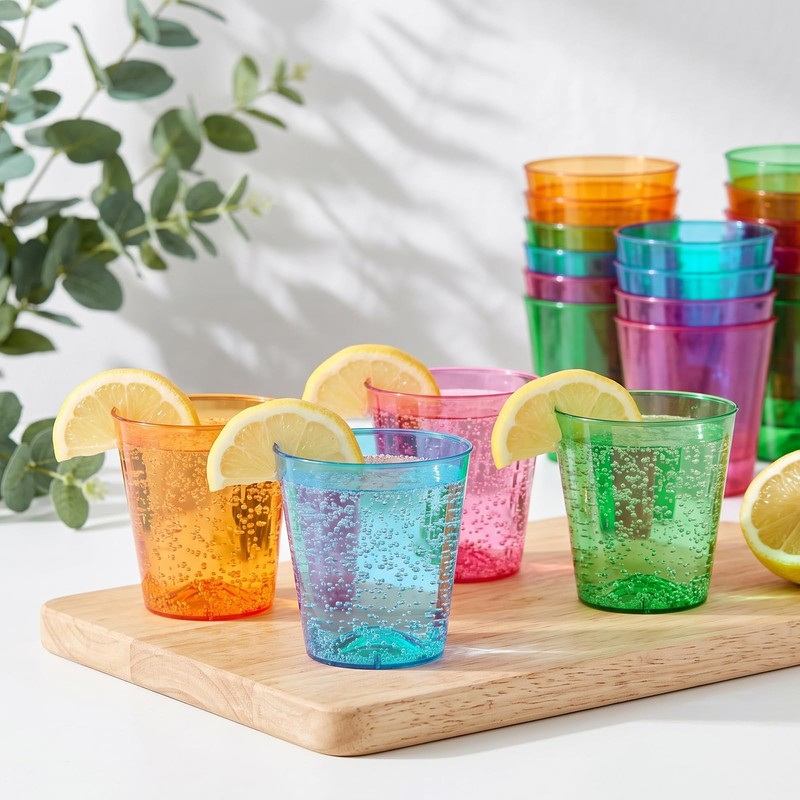 50 Pack 1oz Neon Plastic Shot Cups - Vibrant Party