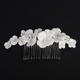 BERYUAN Flowers Wedding Hair Comb Bridal Elegant Flowers Headpiece Flowers Hair Side Comb Silver Wedding Hair Accessories for Women Girls (silver)