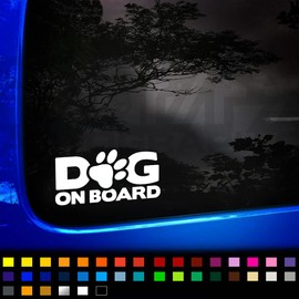 Dog On Board Sticker Decal for Car Window Bumper Vinyl Decal Sticker, Motorhome Sticker, Caravan Sticker, Campervan Sticker, 200mm