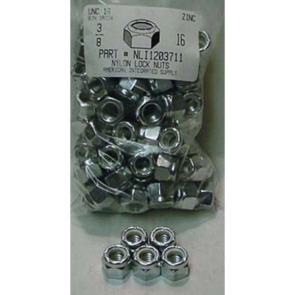 AMERICANINTEGRATEDSUPPLY.COM 3/8-16 Nylon Insert Lock Nuts NE Series Steel Zinc