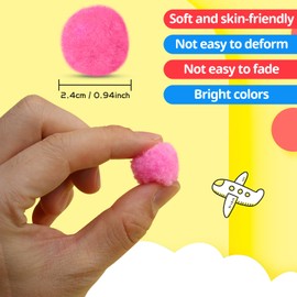 WONVOC Pom Poms 150 pcs, Pom Poms 1 Inch, 3 Colors Crafts Pom Poms Bulk, for Home and Class Creative Activities, Home Decoration, DIY Arts and Crafts, Pink, Light Pink & White