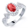 Unique Designs Oval Ruby and Diamond Accent 4 Piece Matching