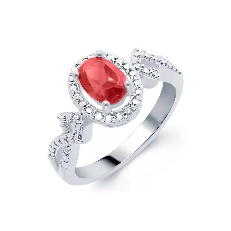 Unique Designs Oval Ruby and Diamond Accent 4 Piece Matching