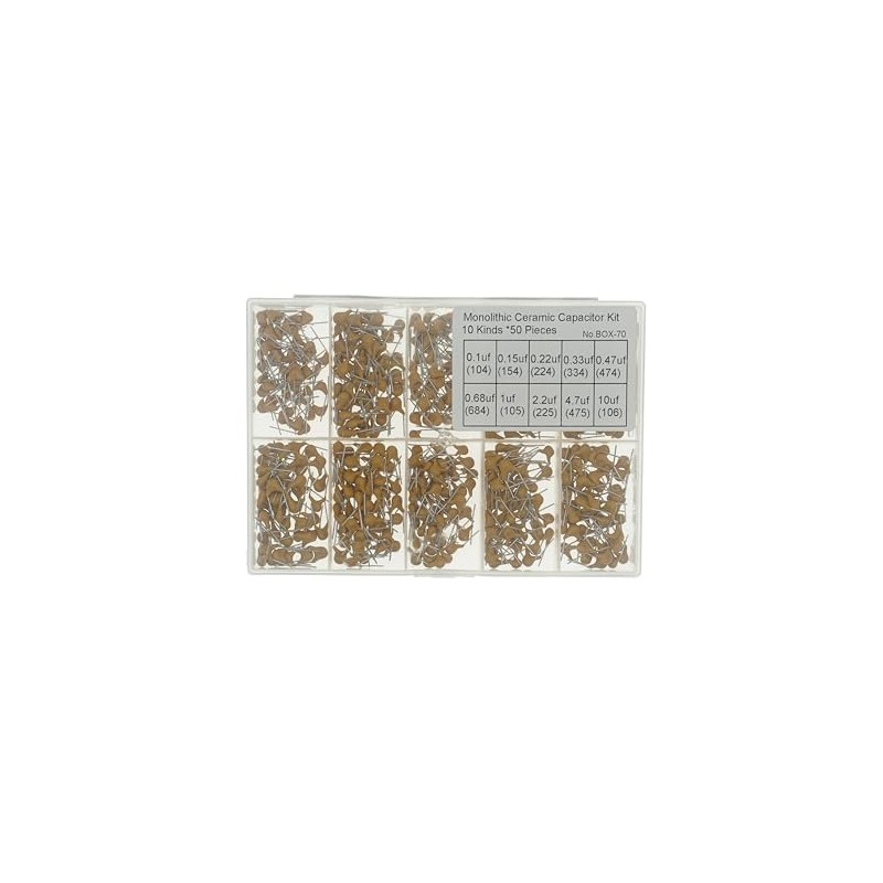 10 Values x 50 Pieces, Total 500 Pieces, 50V Multilayer