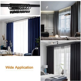 20 Pcs Curtain Hooks, Goowin1.5 inch Curtain Rings, Rustproof Curtain Rings with Clips, Metal Solid Curtain Clips with Rings, Decorative Vintage Curtain Hooks for Drapes, Black