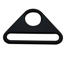 Amanaote Black 2 x 0.3 pulgadas, dimensión interior ovalada con agujero circular de 0.5 pulgadas, hebilla triangular para correa, paquete de 6, Negro -, 2"