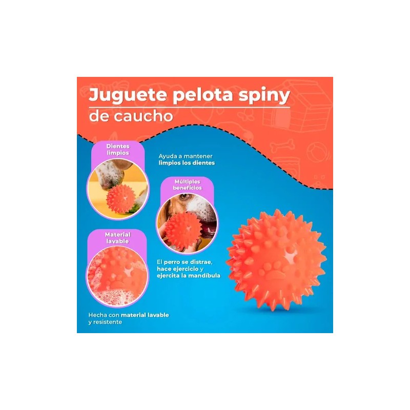 Juguete Pelota De Caucho Spiny Para Perro