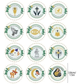 Pack of 120 Stickers Confirmation Communion Christening Fish Eucalyptus Stickers Communion Christening Stickers Thank You Stickers Confirmation for Girls and Boys