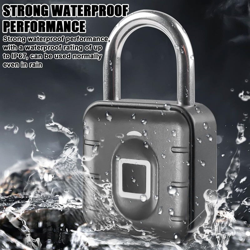 Padlock Fingerprint, USB Charging, Multi-User Keyless Lock, Weatherproof Lock with