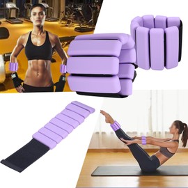 Para muñecas y tobillos, Polainas de Silicona Antideslizantes Ajustables para Tobillo y Muñeca, Pesas de Silicon para Pilates, Correr, Natación, Gimnasio.Tobillera y muñequera. (1libra.2 piedras. morado)
