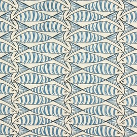 ZFENGYYUAN Seaside Fish Nautical Double Sided Cushion Cover Sardine Design Navy indigo blue fish against a white background 18" x 18" Square