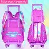 FTJCF 3Pcs Rolling Backpack for Girls, Kids Unicorn Roller Bookbag