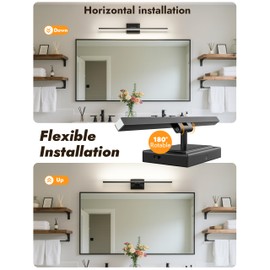 NIORSUN 31.5 Inch Modern Bathroom Light Fixture, 18W 5CCT Dimmable LED Black Bathroom Vanity Lights Over Mirror, Vanity Lights for Bathrooms Restroom Mirror- ETL Certified