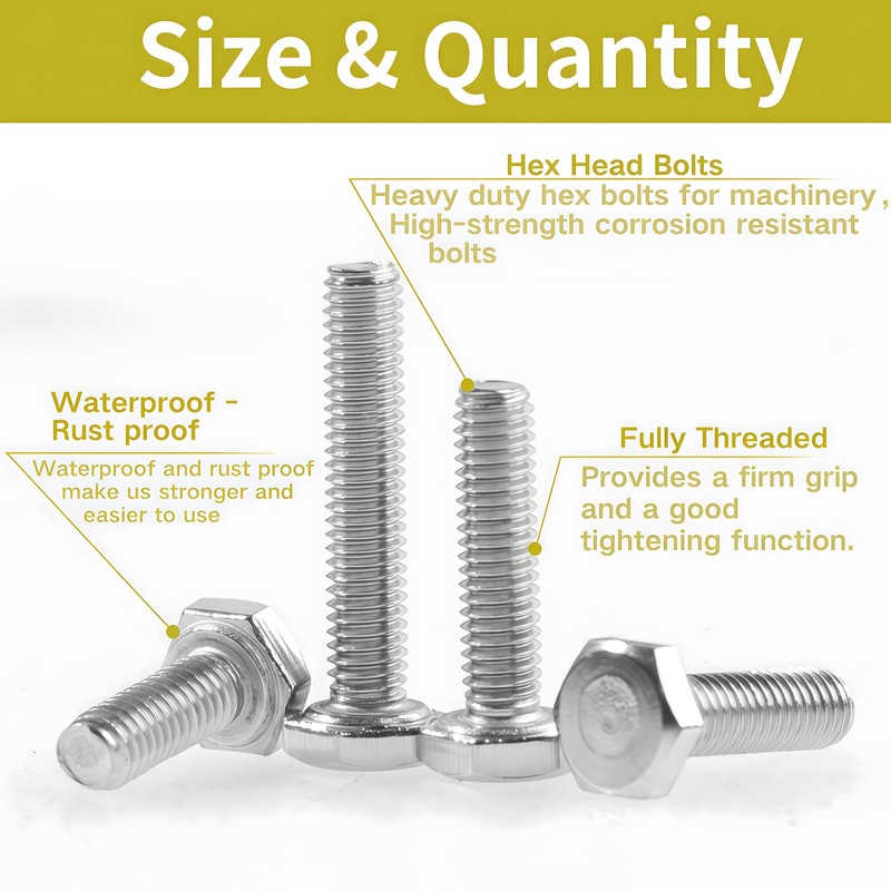 Zmbroll M3 Hex Head Bolts 490Pcs Metric Heavy Duty Hex