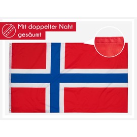 PHENO FLAGS Norway Flag 90 x 150 cm - Weatherproof Flag with Brass Eyelets, 100% Polyester, Robust Double Stitching and in Vibrant Colours - Ideal for Flag Lovers