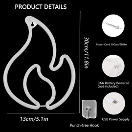 Flame Neon Sign, Flame Led Light Sign for Wall Decor, Hanging Flame Shaped Light, USB or Battery Powered Fire Neon Sign for Kids Boys Room, Party, Bar, Birthday Decorations Red + Yellow