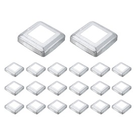sourcing map 20Pcs Post Base Cover, 3.75"x3.75" (Internal Size 2"x2") Metal Integral Style Post Skirt, Porch Column Wrap for Post Fence Deck Cable Railing Baluster Stair Rails, Silver