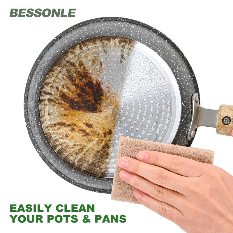BESSONLE 24 Pack Natural Scrub Kitchen Sponges - Coconut Husk