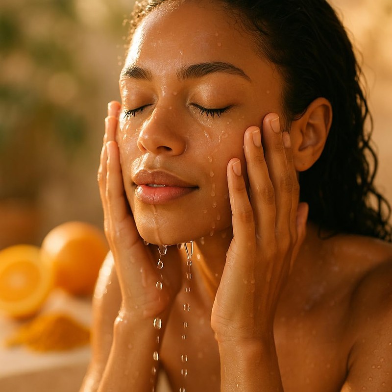 SpaScriptions Turmeric + Vitamin C Foaming Facial Cleanser, pH Balanced,