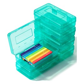Mr. Pen- Clear Pencil Boxes, 6 Pack, Light Aqua Color, Snap-Tight Lid, Plastic Pencil Box Organizer, 7.9"x4.5"x2.4"